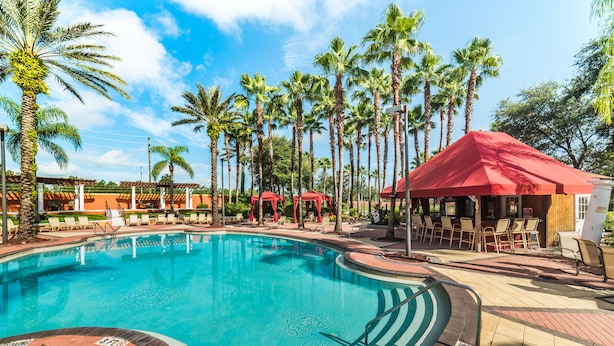A swimming pool surrounded by palm trees and lounge chairs. - Ov3875 - Solana - 6 Bed 5 Baths Townhome (Davenport)