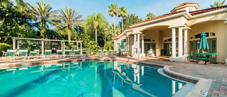 2 outdoor pools, pool umbrellas, pool loungers