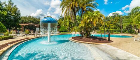 Outdoor pool, sun loungers