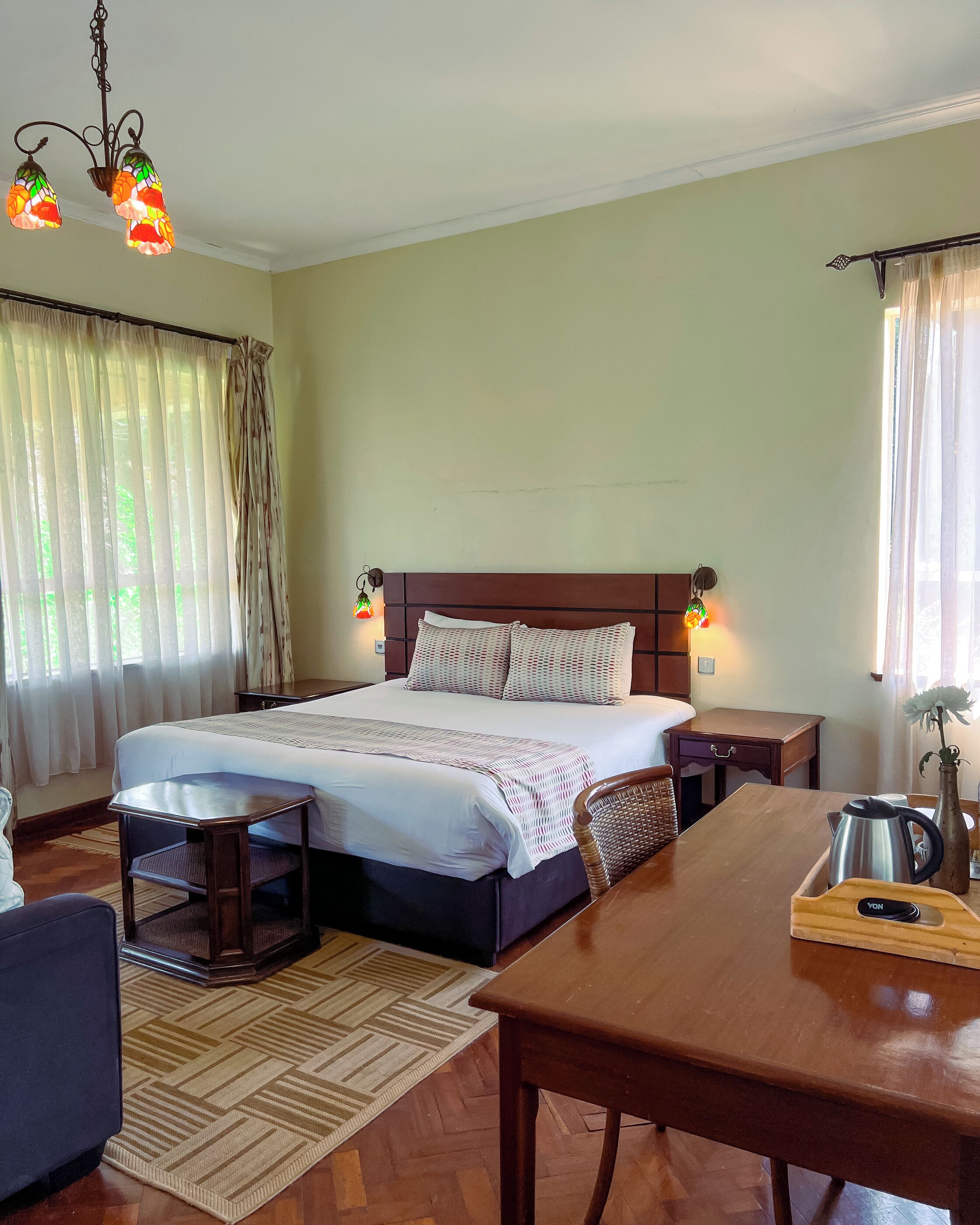 Nhà Duplex Deluxe, 1 giường cỡ queen, ban công, quang cảnh vườn | Bộ trải giường bằng vải cotton Ai Cập, bộ đồ giường cao cấp 