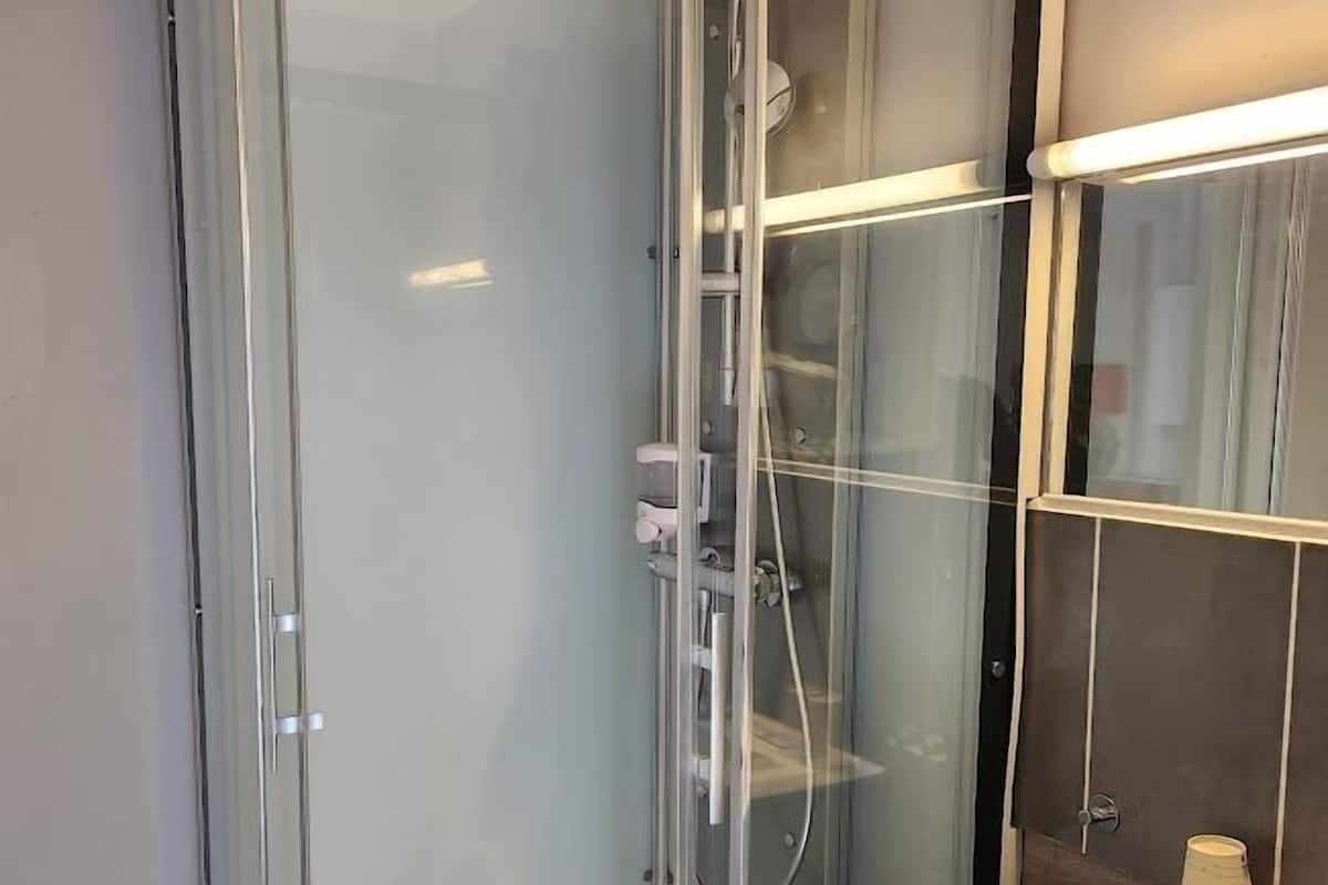 Hair dryer, bathrobes, towels, soap