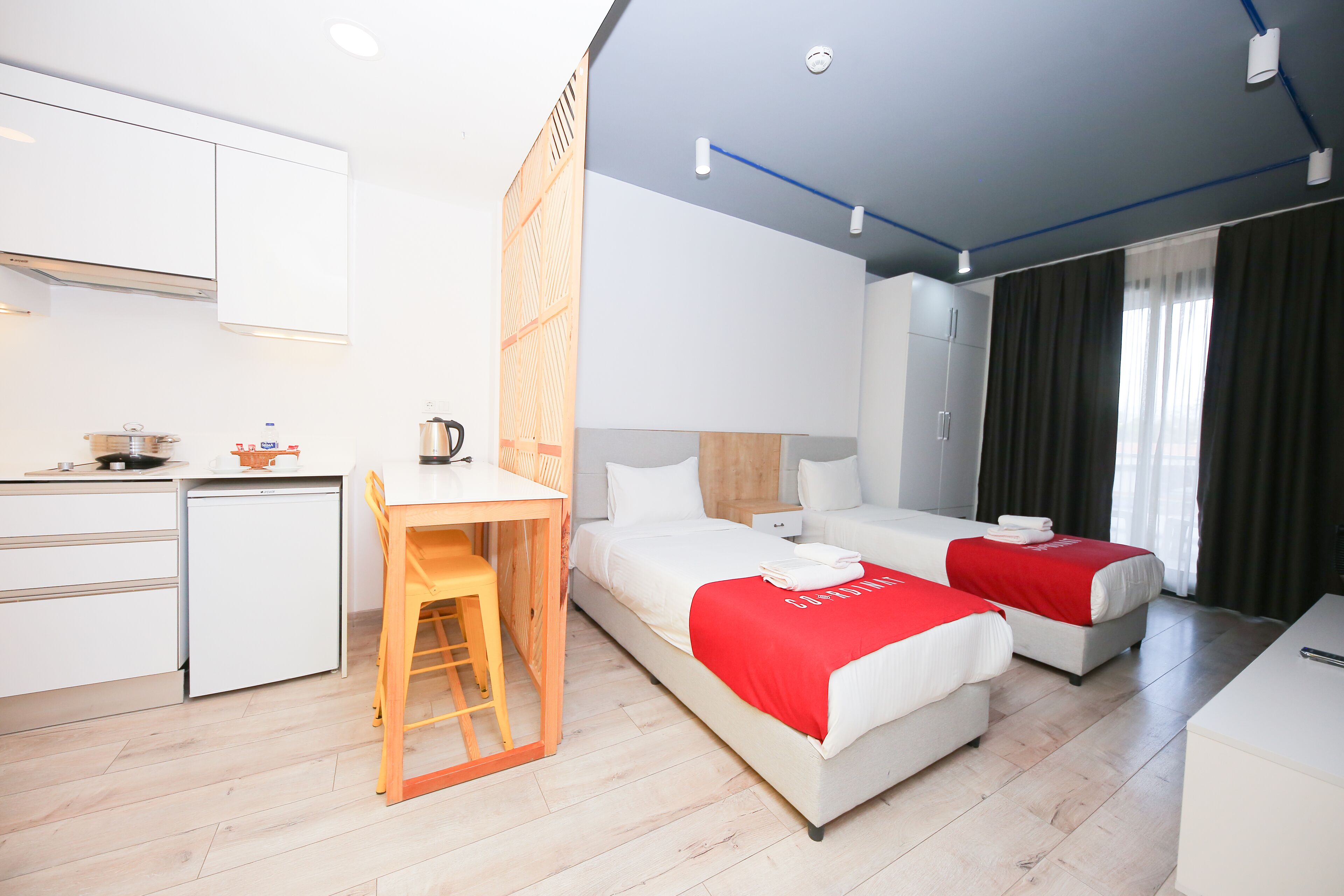 twin room | premium bedding, blackout curtains, iron/ironing board, free wifi