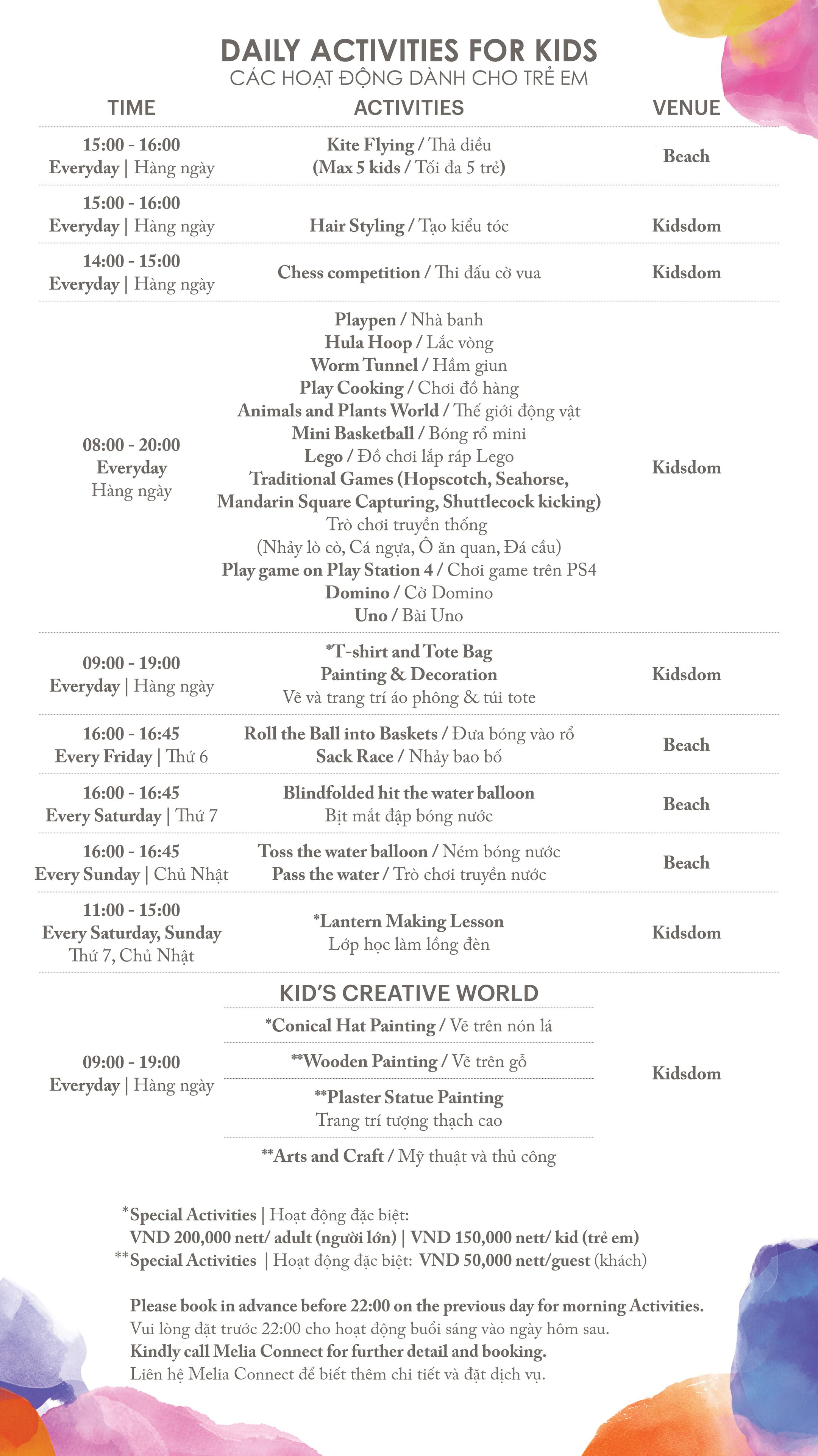 children’s activities