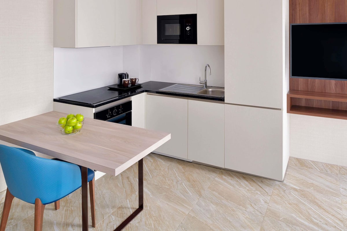 Appartement, 1 chambre (Burj Khalifa View) | Draps en coton égyptien, literie de qualité, couette en duvet