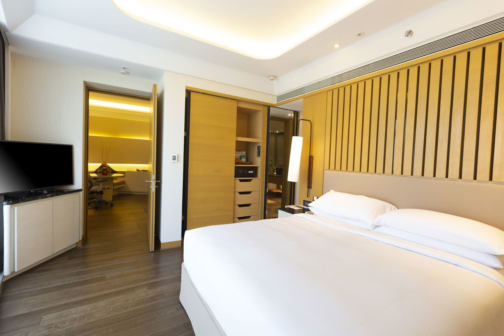 Premium bedding, memory foam beds, minibar, in-room safe