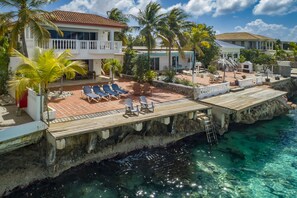 Drone view from the deck with the sea ladder on the right