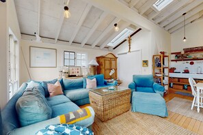 TV, fireplace, DVD player, books