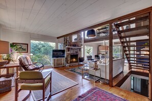 Smart TV, caminetto, lettore DVD, studio