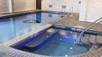 Indoor pool, open 6:00 AM to 11:00 PM, sun loungers