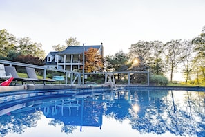 Outdoor pool - NEW Spectacular Views & Private space on a Scenic Mountain 40ft Salt Water Pool (Ulster Park)