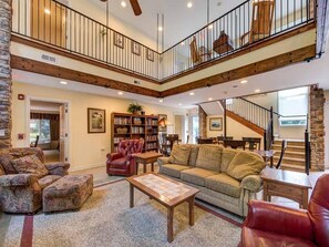 Great Room with stairs leading to upstairs bedrooms