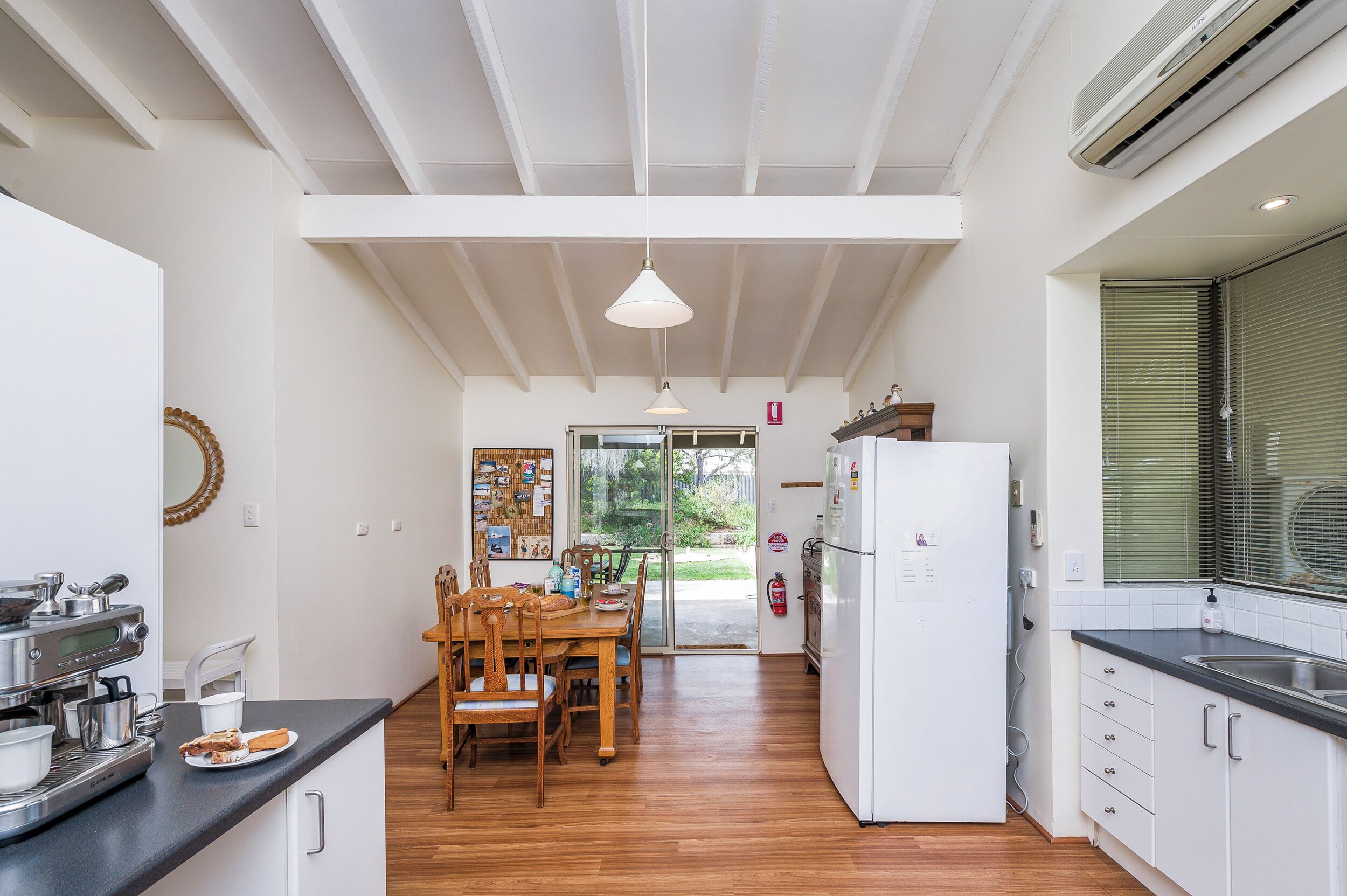 Fridge, microwave, dishwasher, coffee/tea maker