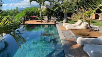 Outdoor pool, pool loungers