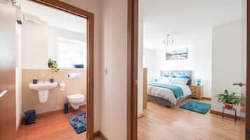 Blackout curtains, iron/ironing board, bed sheets