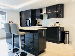 The Leat Apartment, 2 Bedroom, En-Suite | Private kitchen | Full-size fridge, microwave, oven, dishwasher