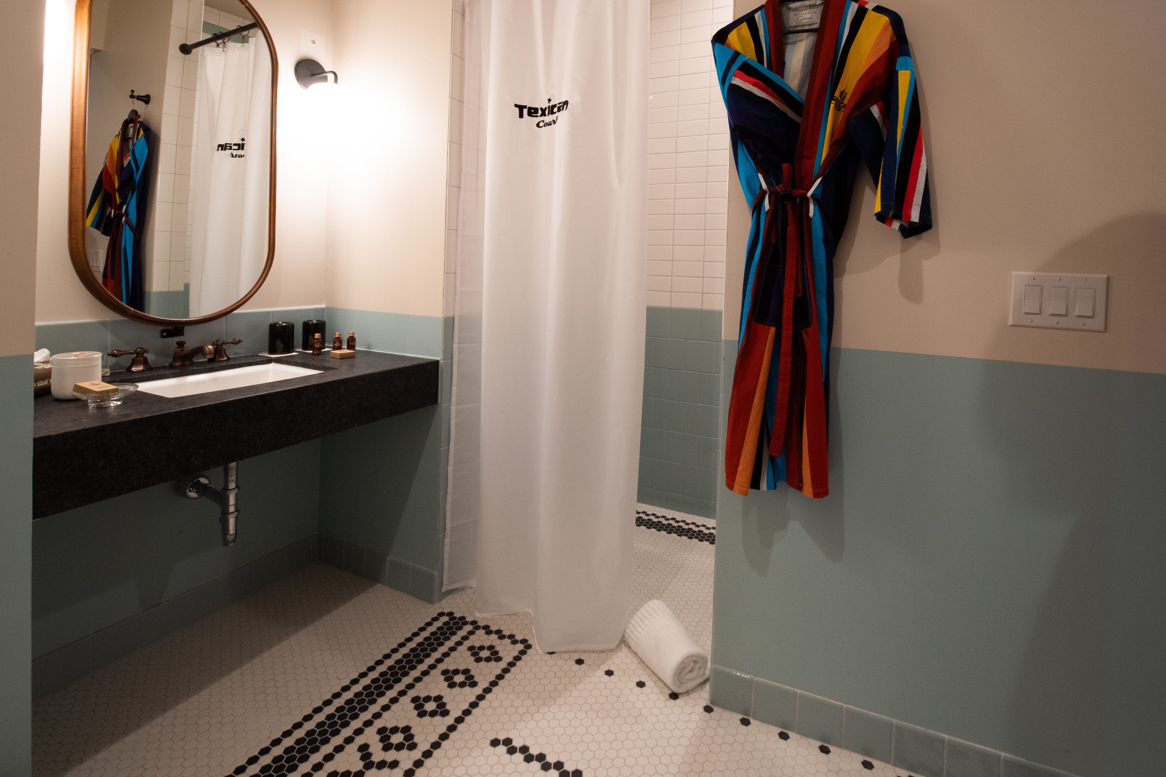 shower, designer toiletries, hair dryer, bathrobes