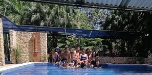Outdoor pool, pool loungers