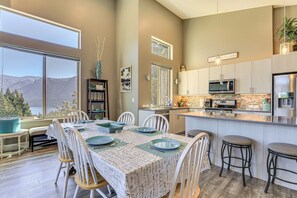 Enjoy meals in the kitchen with a large island, oven, and ample counter space.