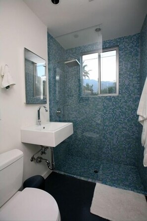 Hair dryer, towels, soap, toilet paper - SUPER COOL Albert Frey Remodeled Architectural Pool Home! (Palm Springs)