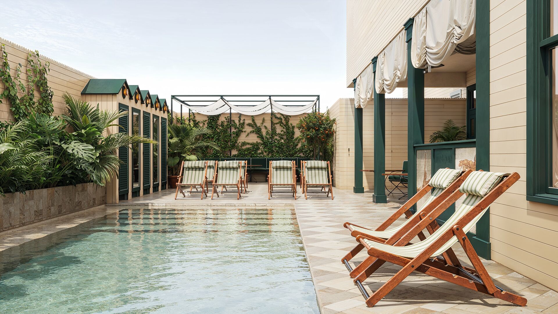 Outdoor pool, open 10:00 AM to 6:00 PM, free pool cabanas, pool loungers