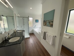 Dusche, Whirlpool, Haartrockner, Handtücher