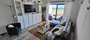 Smart TV, DVD player, books, video library