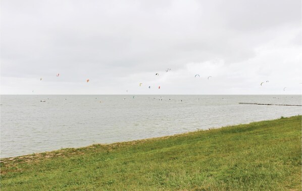 A grassy lakeside area with several kites flying in the sky. - Appartement 1 - De Eekhof (Hindeloopen)