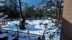 A snowy outdoor area with people and snow-covered trees, likely a ski resort. - Hotel Southgate Shimla (Shimla)