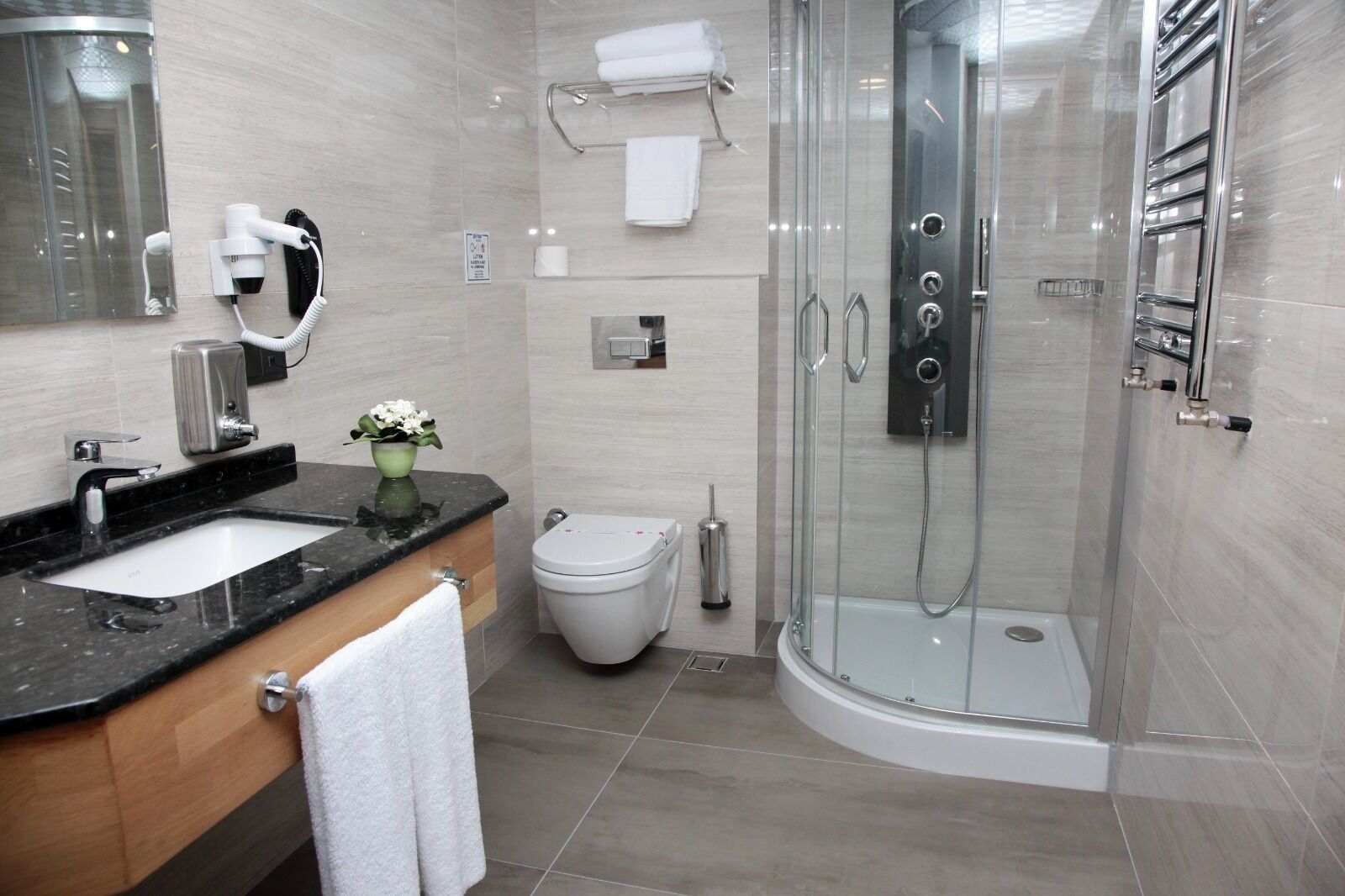 standard double or twin room | bathroom | shower, hydromassage showerhead, free toiletries, hair dryer