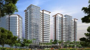 A high-rise residential building with multiple floors, large windows, and a modern architectural design. - Condo Apartment in Mactan Newtown (Lapu-Lapu)