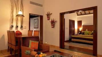 2 bedrooms, desk, blackout drapes, iron/ironing board