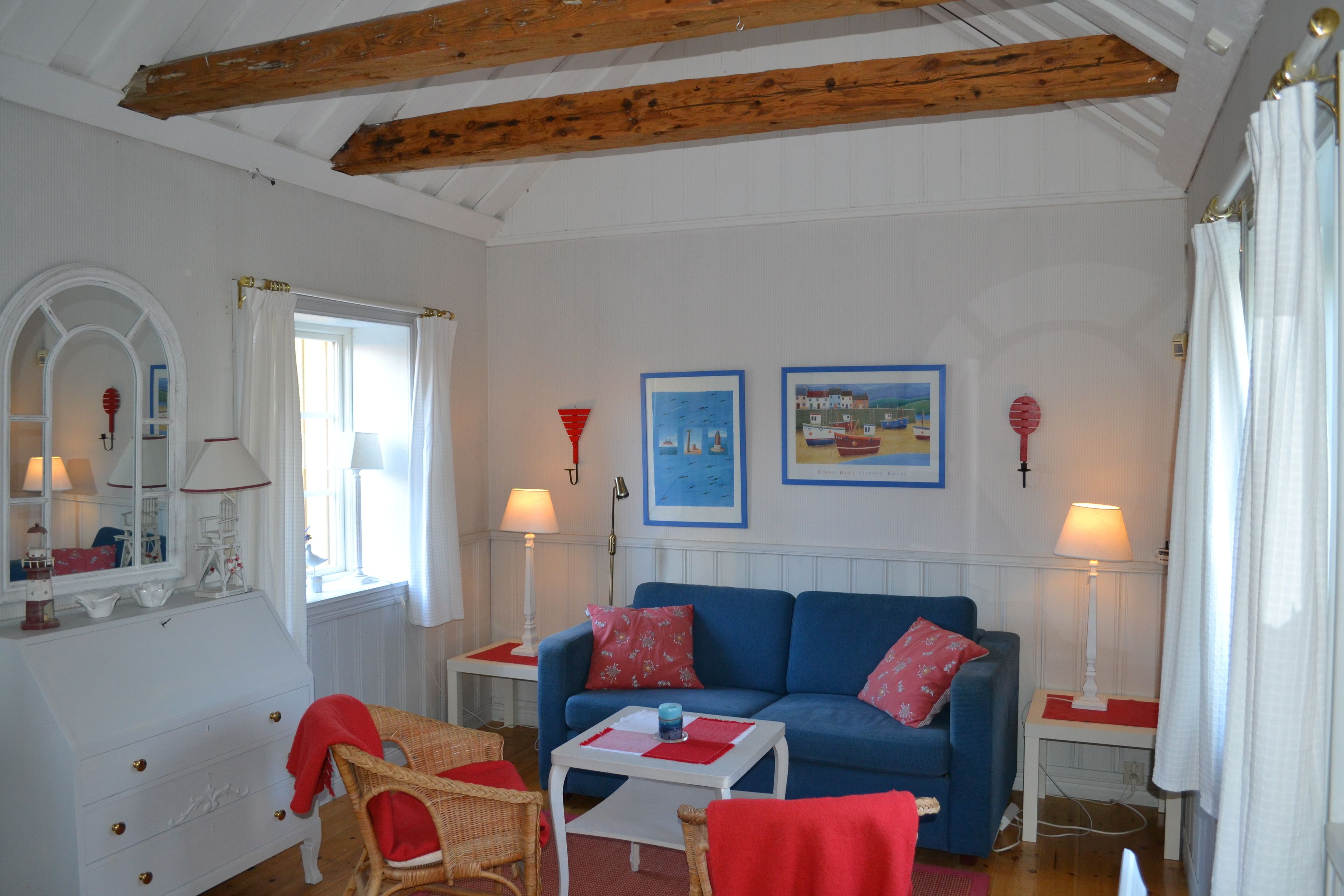 cabin, 1 double bed with sofa bed (archipelago cottage) | living area | 55-inch smart tv with digital channels, tv, netflix