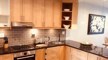 Appartement Luxe, plusieurs lits, non-fumeurs | Cuisine privée | Grand réfrigérateur, micro-ondes, four, plaque de cuisson