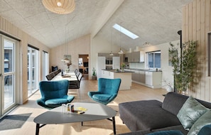 TV, fireplace, video game console, table football