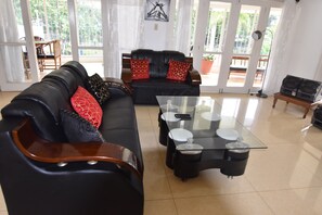 Smart TV, fireplace, DVD player, stereo