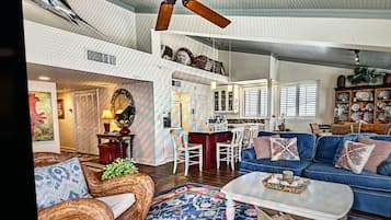 Smart TV, DVD player, ping pong, books