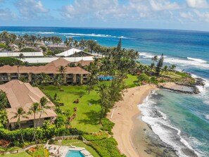 On the beach, beach towels