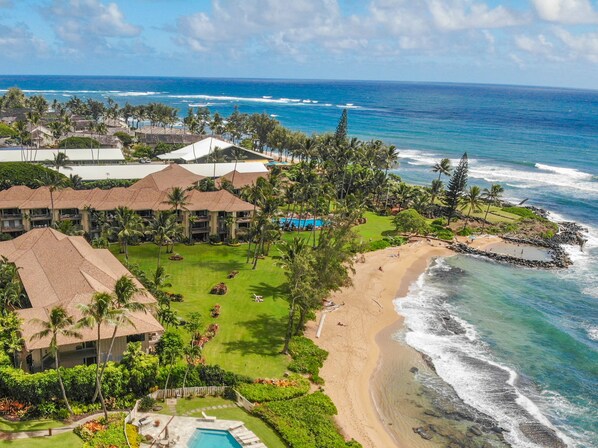 On the beach, beach towels
