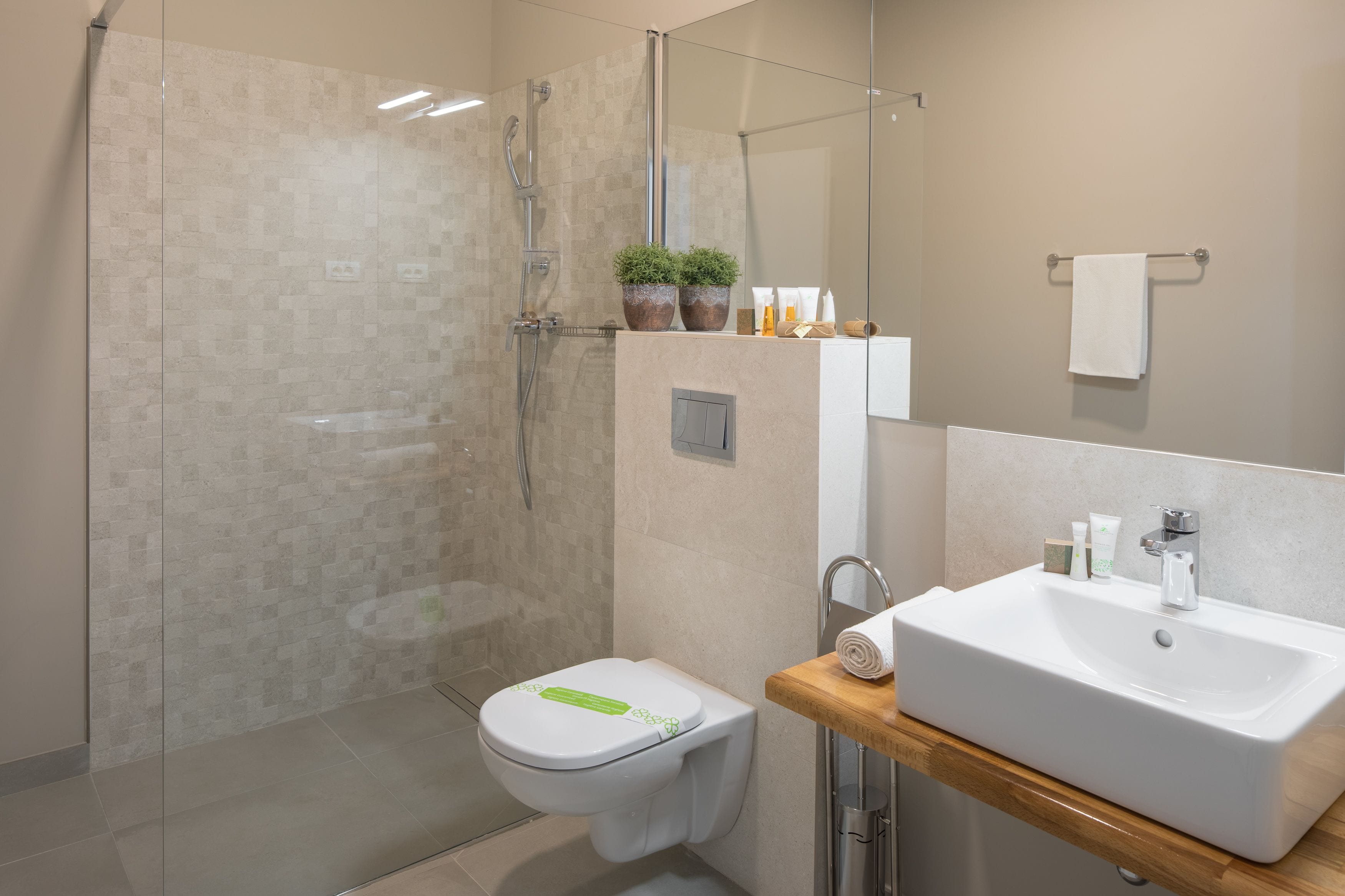 shower, free toiletries, hair dryer, dressing gowns