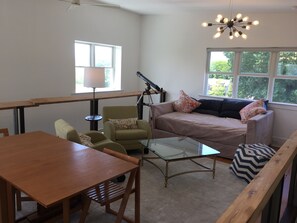 Smart TV, chimenea, reproductor de DVD y libros 