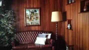 Una televisión, una chimenea