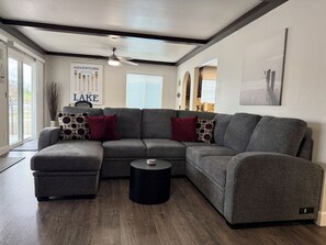 Smart TV, books, music library, stereo