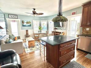 Smart TV, DVD player, books, video library