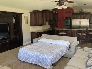 TV, DVD player, books, offices