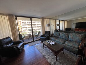 TV, DVD player, books