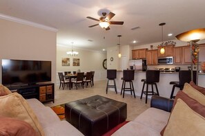 TV, DVD player, ping pong, stereo