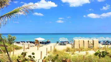 On the beach, beach towels