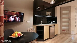 Apartment, Mezzanine | Private kitchen | Coffee/tea maker, fridge, microwave, stovetop - Kopernia aparthment (Warsaw)