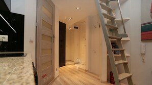 Apartment, Mezzanine | Private kitchen | Coffee/tea maker, fridge, microwave, stovetop - Kopernia aparthment (Warsaw)