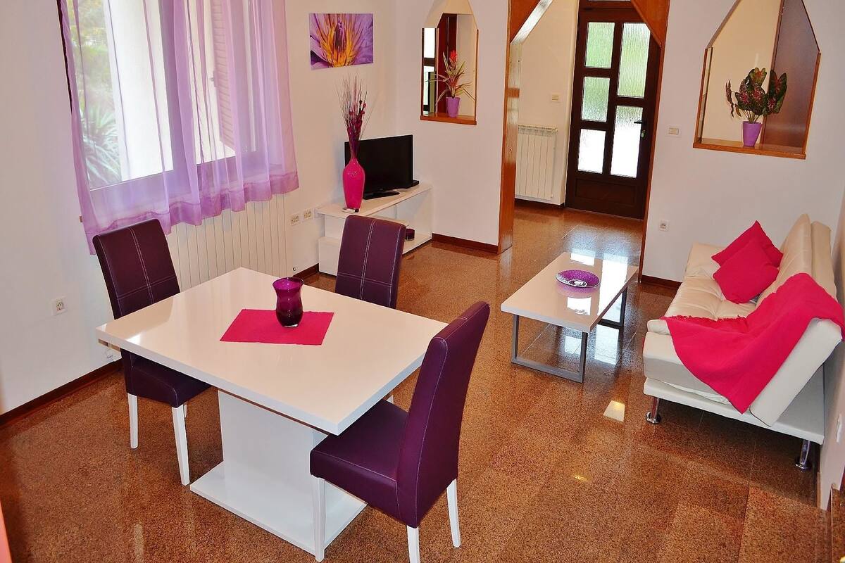 Apartamento, 1 cama de casal e sofá-cama | Sala de estar | TV